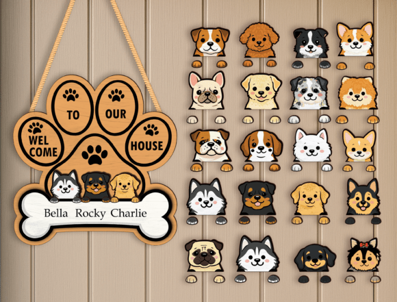 Custom Dog Breed Paw Door Hanger SVG Review