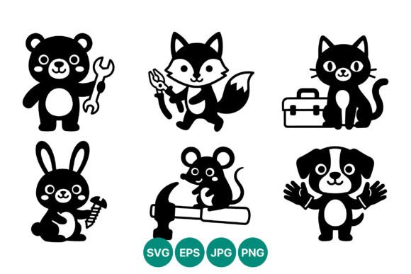 Cute Animal Characters with Tools Black Review