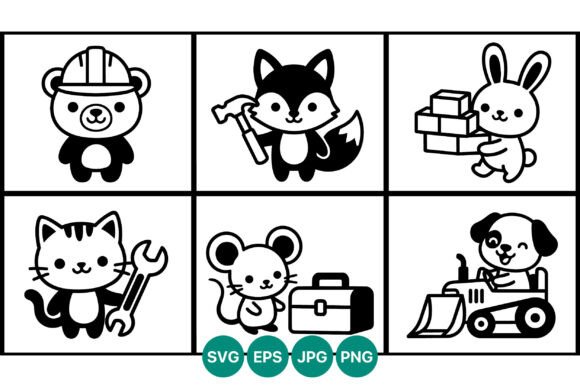 Cute Animal Workers Vector Art Review