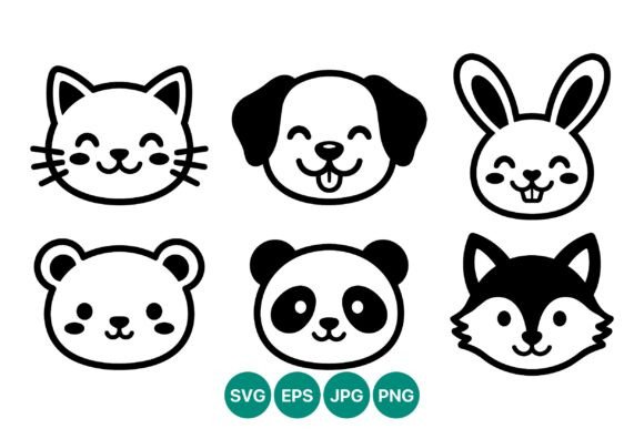 Cute Cartoon Animal Faces Vector Art Review