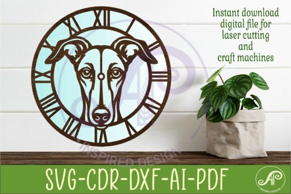 Greyhound Dog Clock Wall Clock Laser 1