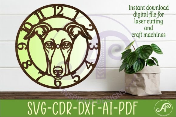 Greyhound Dog Clock Wall Clock Laser 2
