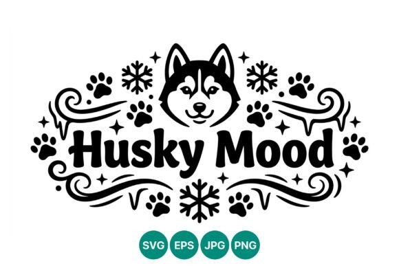 Husky Mood Black White Vector Review