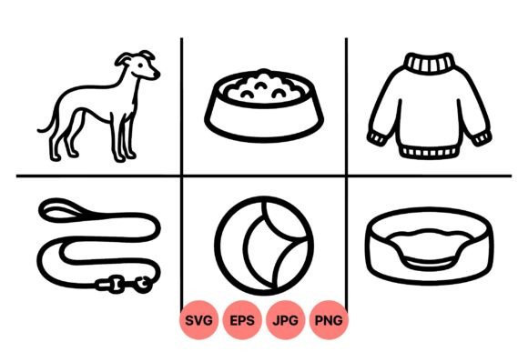 Minimal Pet Supplies Line Art Review for Embroidery Projects