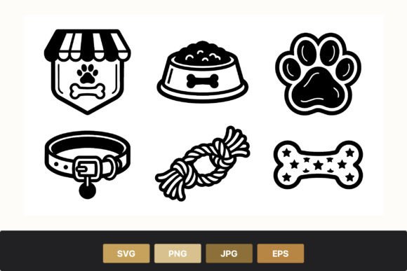 Pet Shop Paw Print Icons Black and White Review